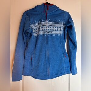 Helly Hansen Womens Small Blue Full Zip Fleece Logo Athletic Outdoor Fair isle